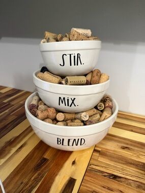 Rae Dunn White Ceramic Nesting Bowls Set - STIR, MIX, BLEND will sell separate!